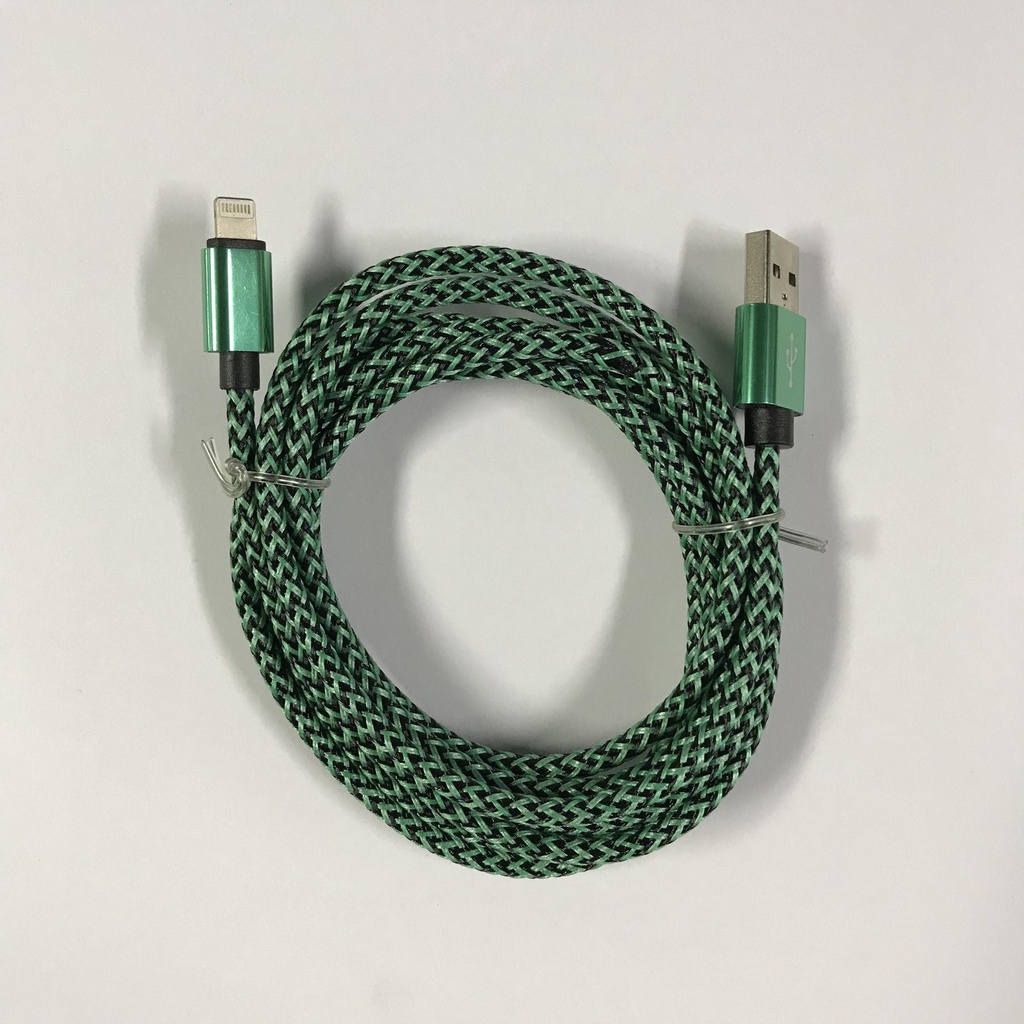 Iphone til USB A kabel grøn flettet 2.0 meter 2,4 ampere