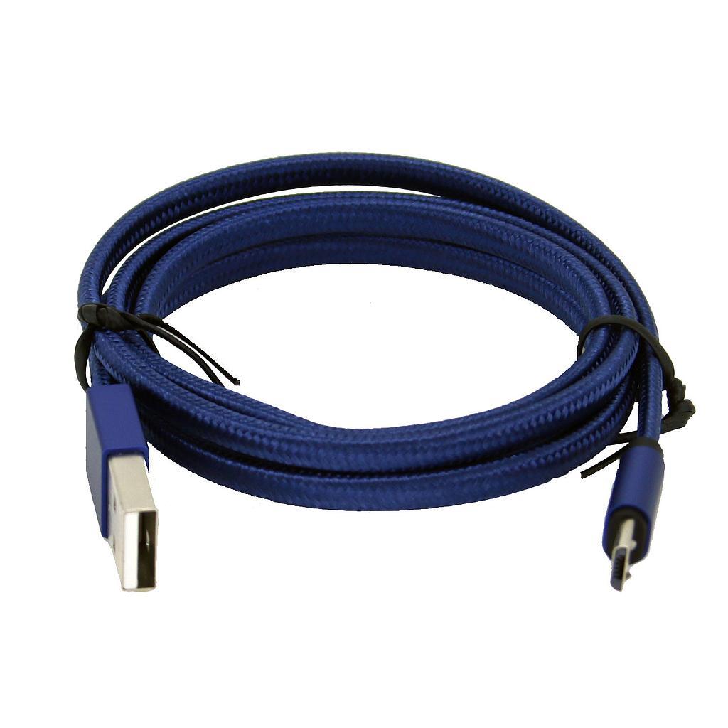 805636 Micro USB til USB A flettet kabel 1m. Blå