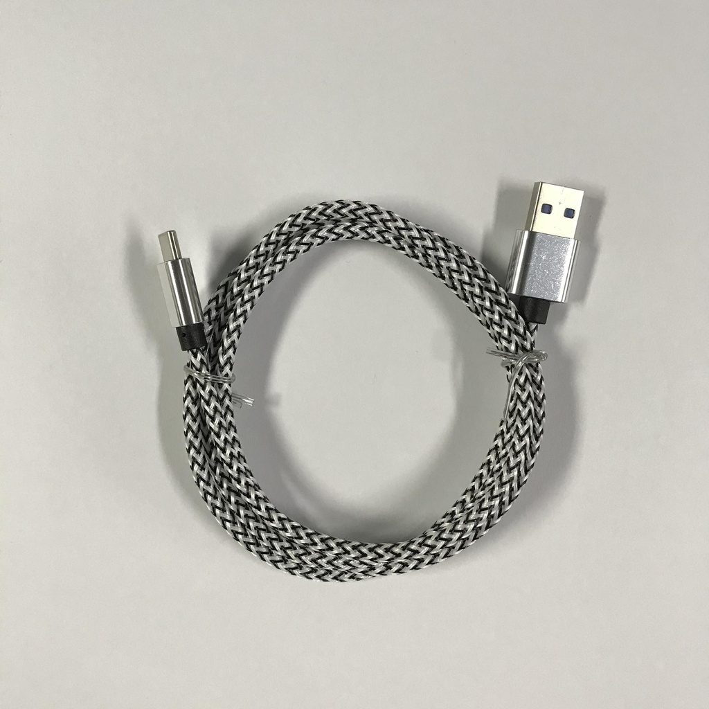 USB C til USB A flettet hvidt kabel 1.0 m 2,4 ampere