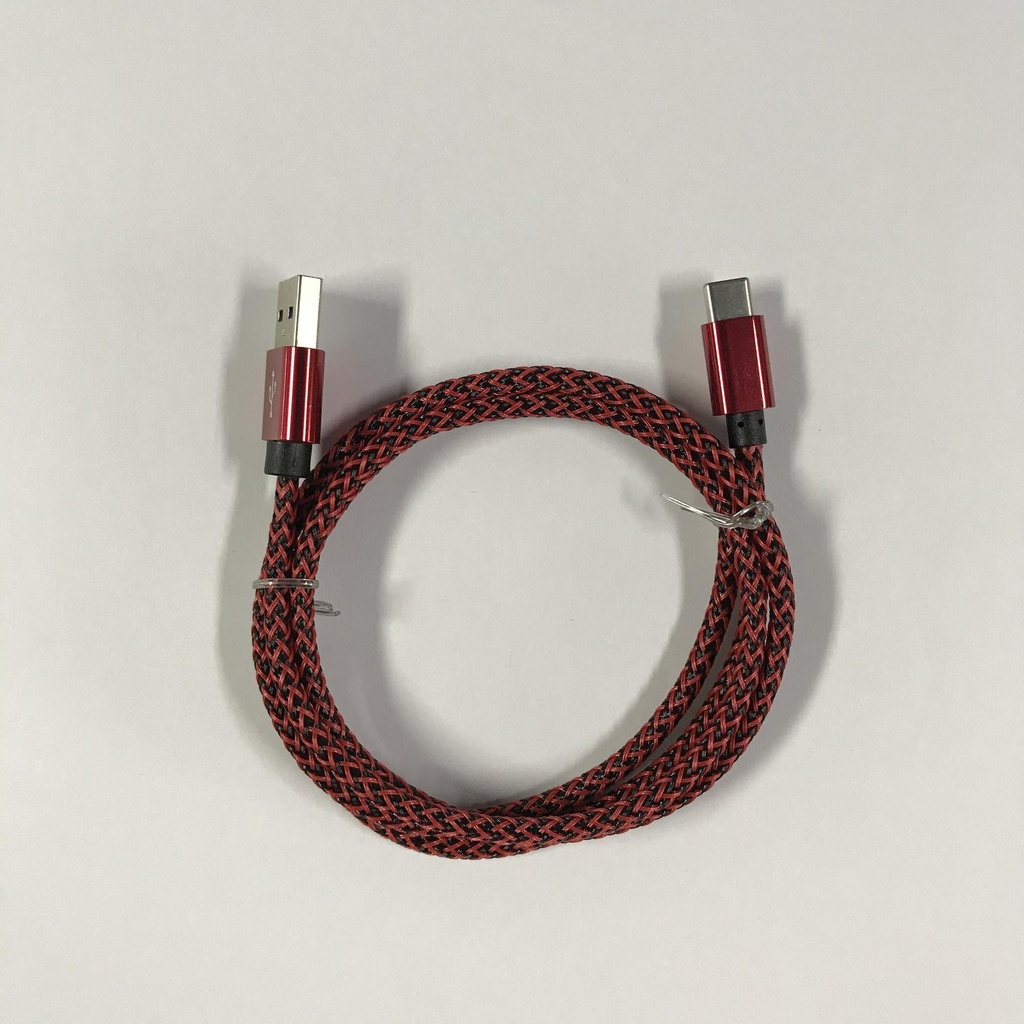 USB C til USB A flettet rød kabel 1.0 m 2,4 ampere