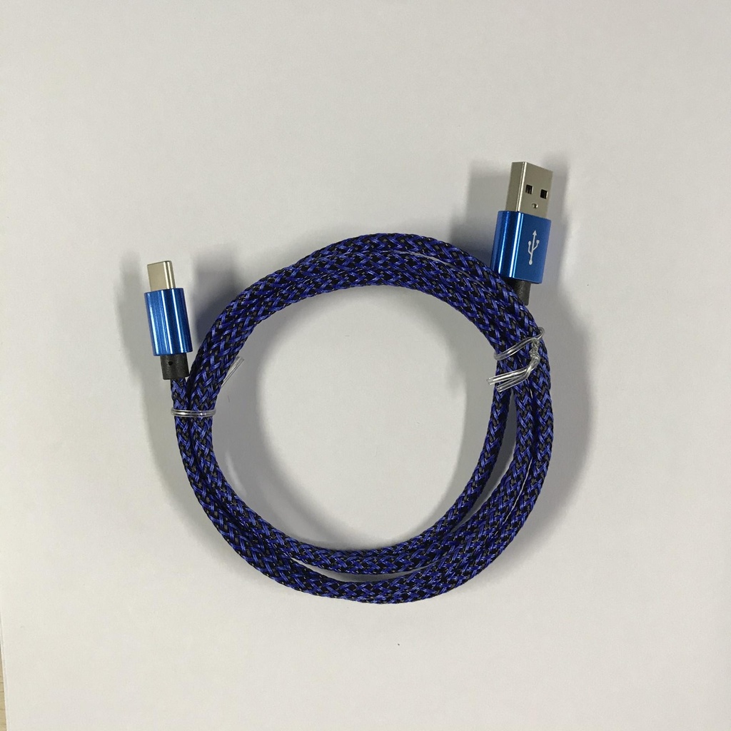 USB C til USB A flettet blå kabel 1.0 m 2,4 ampere