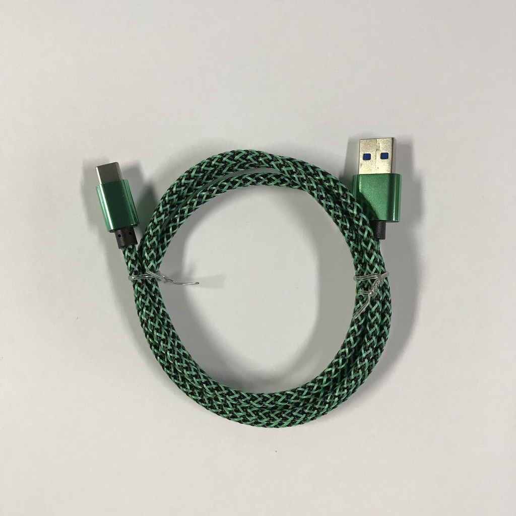 USB C til USB A flettet grøn kabel 1.0 m 2,4 ampere