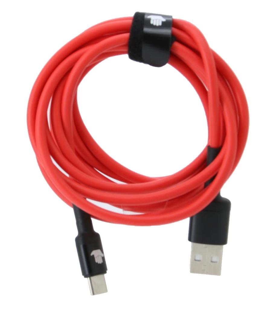 USB-C til USB A kabel 2.0 meter rød med sorte konnektorer