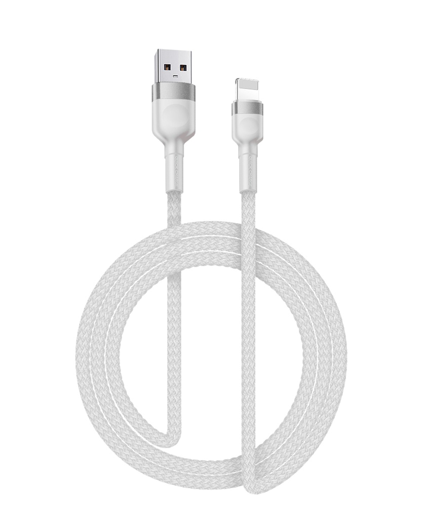 Iphone til USB A kabel Hvid flettet 1.0 meter 2,4 ampere 