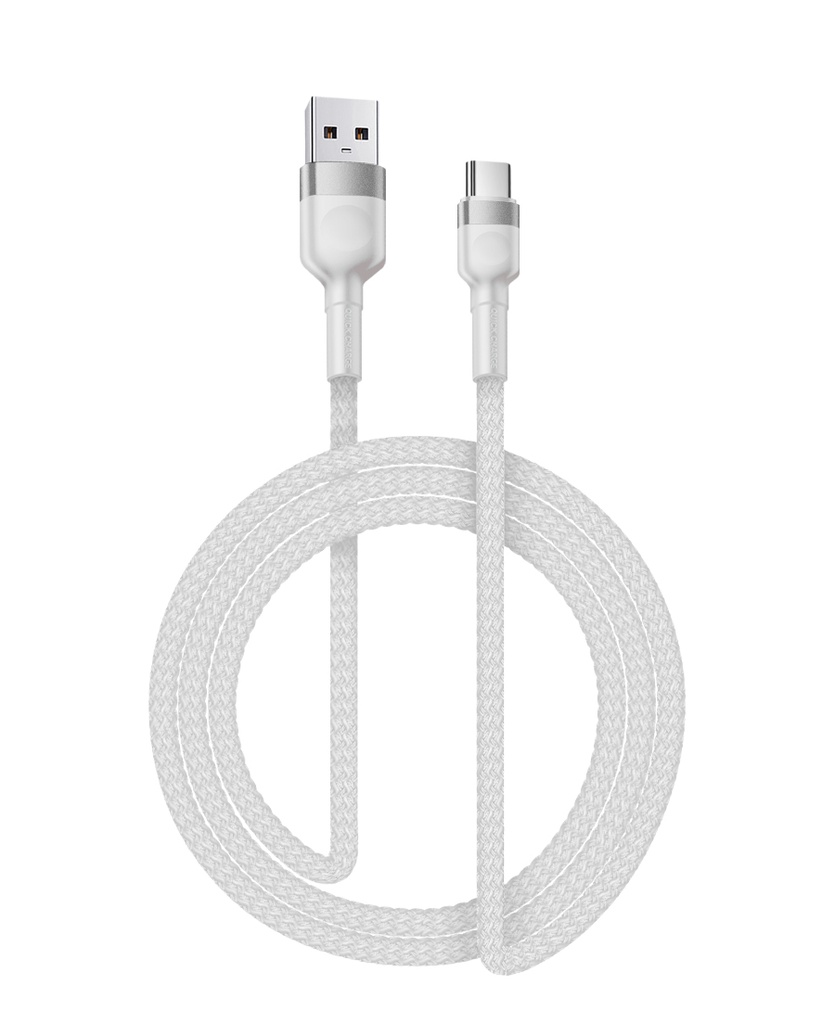USB-C til USB A kabel 1.0 meter Flettet Hvid 2,4 AmP