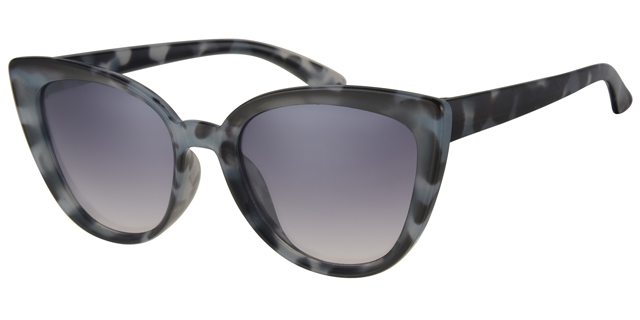 Solbrille Dame blank grå leopard stel med graduerede sorte glas