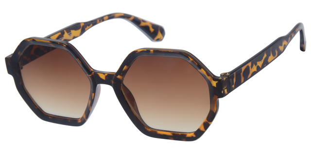 Solbrille Dame brun leopard stel med brune graduerede glas