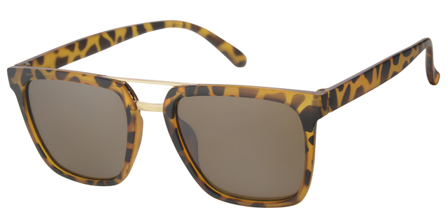 Solbrille herre mat gul leopard stel samt brune glas