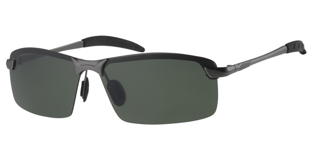 Solbrille herre model gun sort med grønne glas