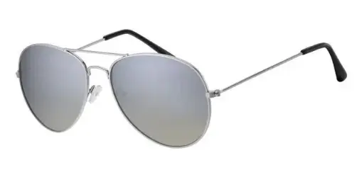 [404374-30137] [404374-30137] Solbrille klassisk sølv pilot brille med sølv spejl glas