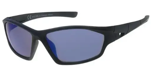 [404375-70163] [404375-70163] Solbrille sport med gummibelagt stel og blå spejlglas