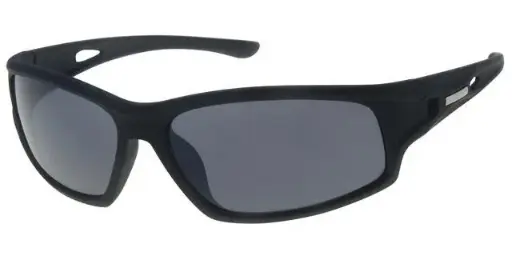 [404383-70169] Solbrille sport sort gummi med sølv dekoration samt sorte glas med sølv spejl