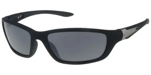 [404409-70168] Sportsbrille mat sort med sølv dekoration sorte glas