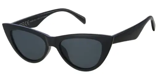 [404420-60809] Solbrille Dame blank sort stel med sorte glas