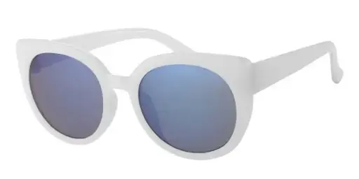 [505085-16014] Børne Solbrille fuzzy hvid med sorte glas blå spejl