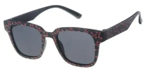 [505125-26023] [505125-26023] Børne Solbrille sort med kirsebær tryk, sorte glas