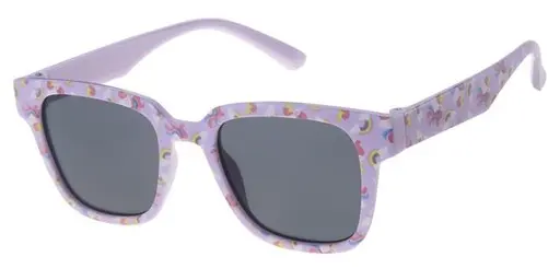 [505126-26023] Børne Solbrille lilla med enhjørning tryk samt sorte glas