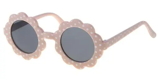 [505171-16023] Børne Solbrille mat pink med hvide prikker og sorte glas