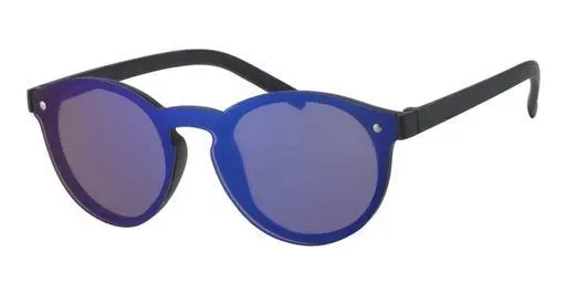 [505173-14013] [505173-14013] Børne Solbrille mat sort med sølv dekoration sorte glas med blå coating