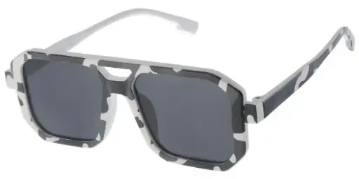 [505208-22012] [505208-22012] Børne Solbrille Hvid Camouflage med sorte glas