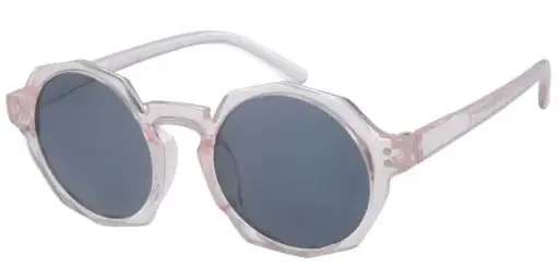 [505216-14025] Børne Solbrille Transparent lys Pink med sølv dekoration og sorte glas