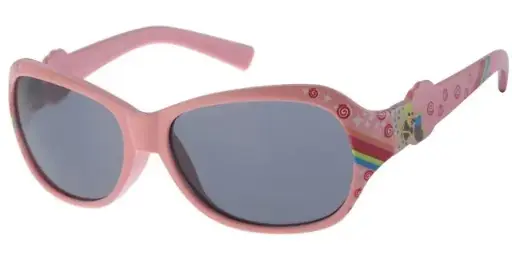 [505219-26027] [505219-26027] Børne Solbrille Pink med regnbue print og sorte glas