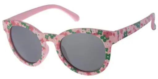 [505225-26032] [505225-26032] Børne Solbrille Pink med blomster Tryk og Sorte glas