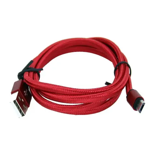 [805635]  Micro USB til USB A flettet kabel 1m. Rød