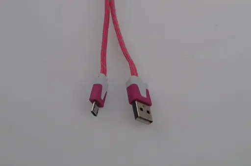 [805647] Micro USB til USB A kabel 3.0 meter pink/grøn flettet