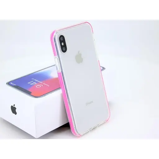 [813024] [813024] IPHONE 10-10S TRANSPERANT COVER MED PINK BUMPER INDENI