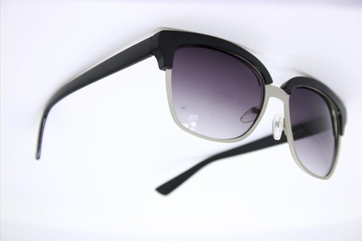 [404062] Sort solbrille med mat sølv ramme