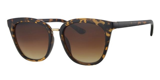 [404198-6264] Dame solbrille blank gul leopard med deko bro samt graduered brune glas