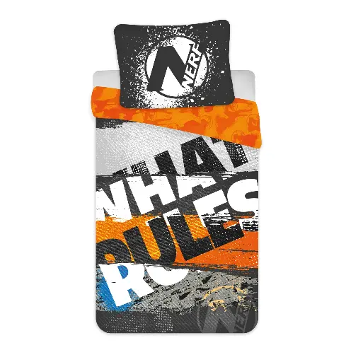 [9035] Nerf Sengesæt 140X200 + Hovedpude 60x63 cm 100% Bomuld med 2 designs