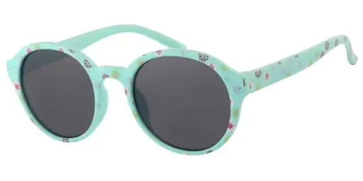 [505264-16026] Børne Solbrille mat turkis med blomster og Sorte glas