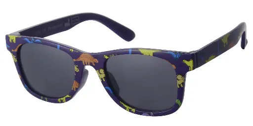 [505307-12011] Solbrille blå med dino print samt sorte glas