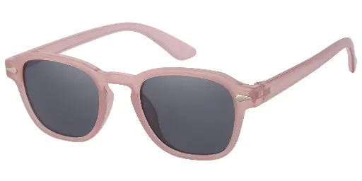 [505311-24046] Solbrille transparent pink med dekoration samt sorte glas