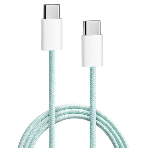 [805530] USB C til USB C kabel 2.0 m Grøn Vævet 3,0 amp max. 60 watt