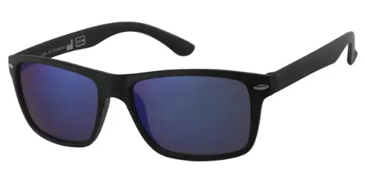 [404524-20258] Solbrille mat sort med sølv deco samt sorte glas is blå front