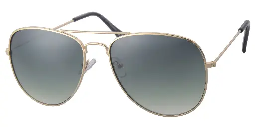 [404550-30211] Solbrille aviator guld metal model sorte glas