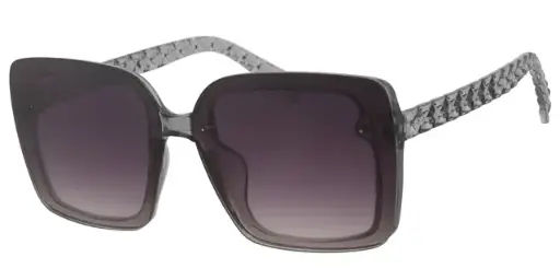 [404581-60858] Solbrille transparent grå model med dekorerede stænger samt sort graduerede glas