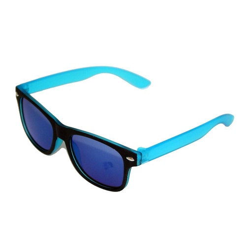 [505024-14010] Børne Solbrille sort front blå stænger med coatede blå glas