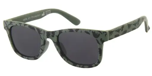 [505298-12009] Solbrille mat grøn med dino dekoration samt sorte Glas 