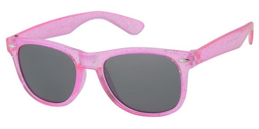 [505041-24014] Børne Solbrille transperant pink stel med sorte glas