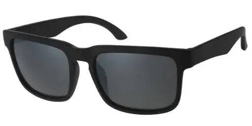 [404502-20231] Solbrille mat sort med gummi overflade samt sorte glas