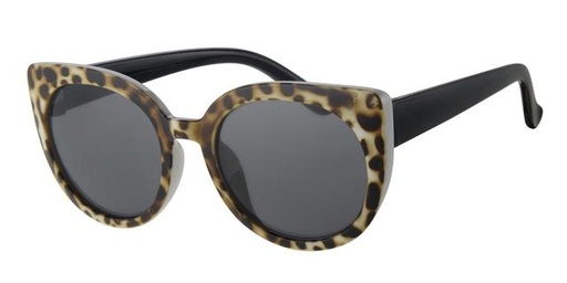 [505080-16013] Børne Solbrille hvid med tiger print og sorte stænger, sorte glas