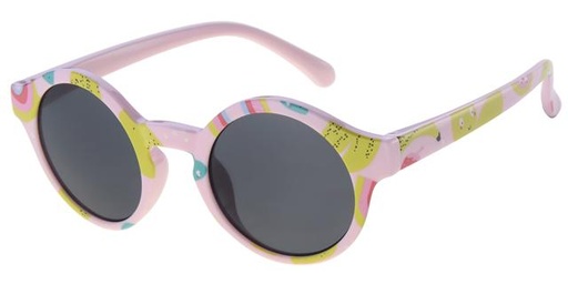 [505091-16020] Børne Solbrille pink med frugt print og sorte glas