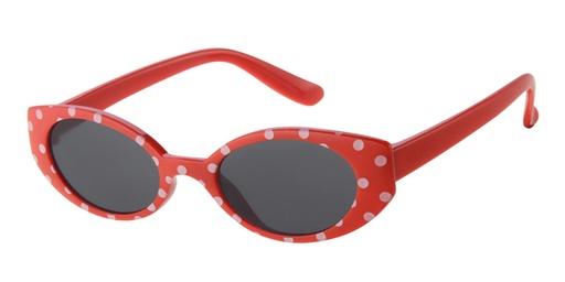 [505180-16017] Børne Solbrille rød med hvide prikker og sorte glas