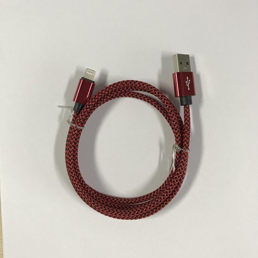 [805105] Iphone til USB A kabel rød flettet 1.0 m 2,4 ampere