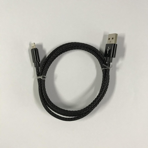 [805107] Iphone til USB A kabel sort flettet 1.0 m 2,4 ampere