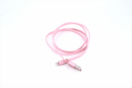 [805134] Iphone til USB A kabel 1.0 m flettet stof forstærket rosa
